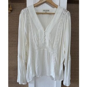 Idyllwind Women's Western Boho Swiss Dot Cottage Core Blouse Size XXL